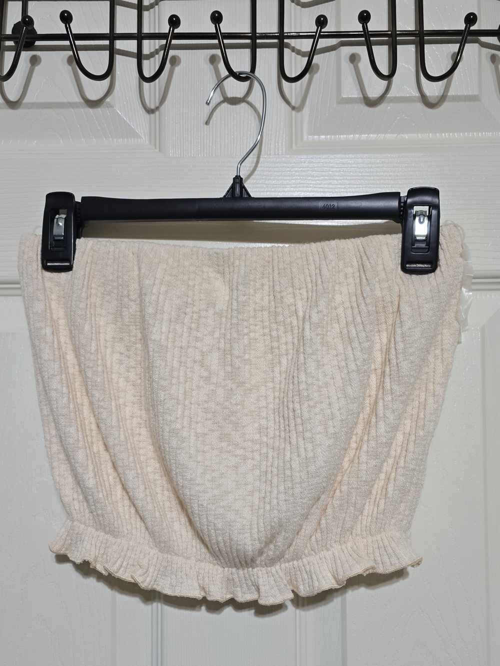 Project Social T Cream Ribbed Tube Top with Smocked Edge